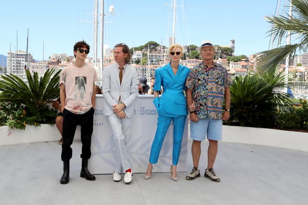 L'acteur Timothee Chalamet, le réalisateur Wes Anderson et les acteurs Tilda Swinton et  Bill Murray au festival de Cannes.