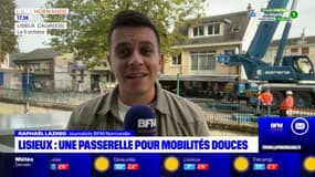 Lisieux: une passerelle pour mobilités douces installée entre le centre-ville et Mosaic