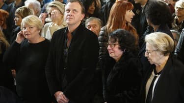 Les proches de Claude Francois lors de la messe organisée pour le 40e anniversaire de la mort du chanteur à Paris le 10 mars 2018