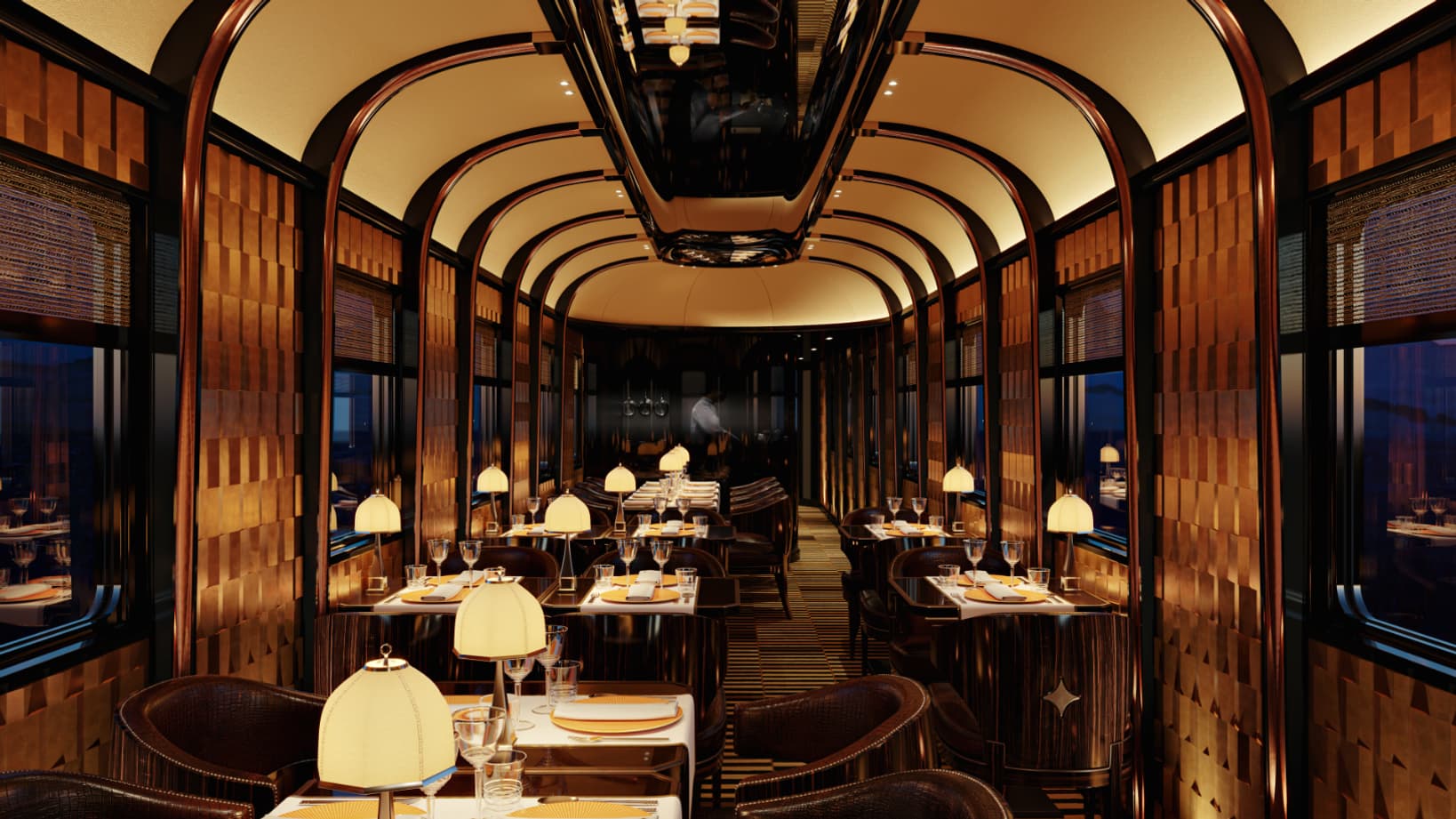 Intérieur d'une voiture de l'Orient Express du groupe Accor Intérieur d'une voiture de l'Orient Express du groupe Accor