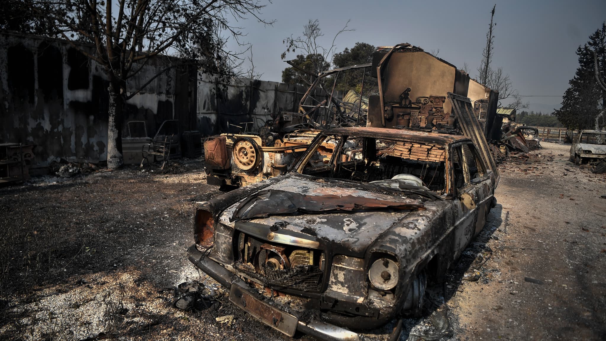 Les dommages des incendies en Grèce