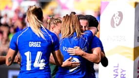 La joie des joueuses du XV de France lors de la Coupe du monde de rugby, le 7 septembre 2025.
