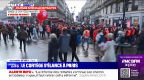 Retraites: le cortège parisien s'élance depuis place de l'Opéra