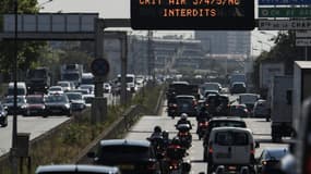 Sur le périphérique parisien lors d'un épisode de pollution le 31 juillet 2020.
