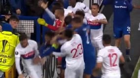 Les échauffourées lors de Everton-OL