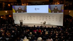 Volodymyr Zelensky en conférence-vidéo à la conférence de Munich sur la sécurité le 17 février 2023