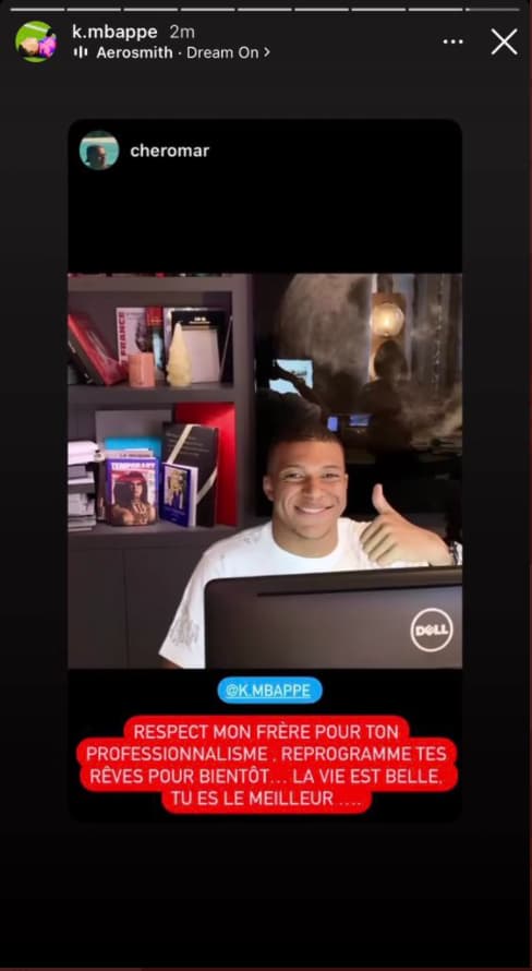 La story Instagram de Mbappé rapidement supprimée