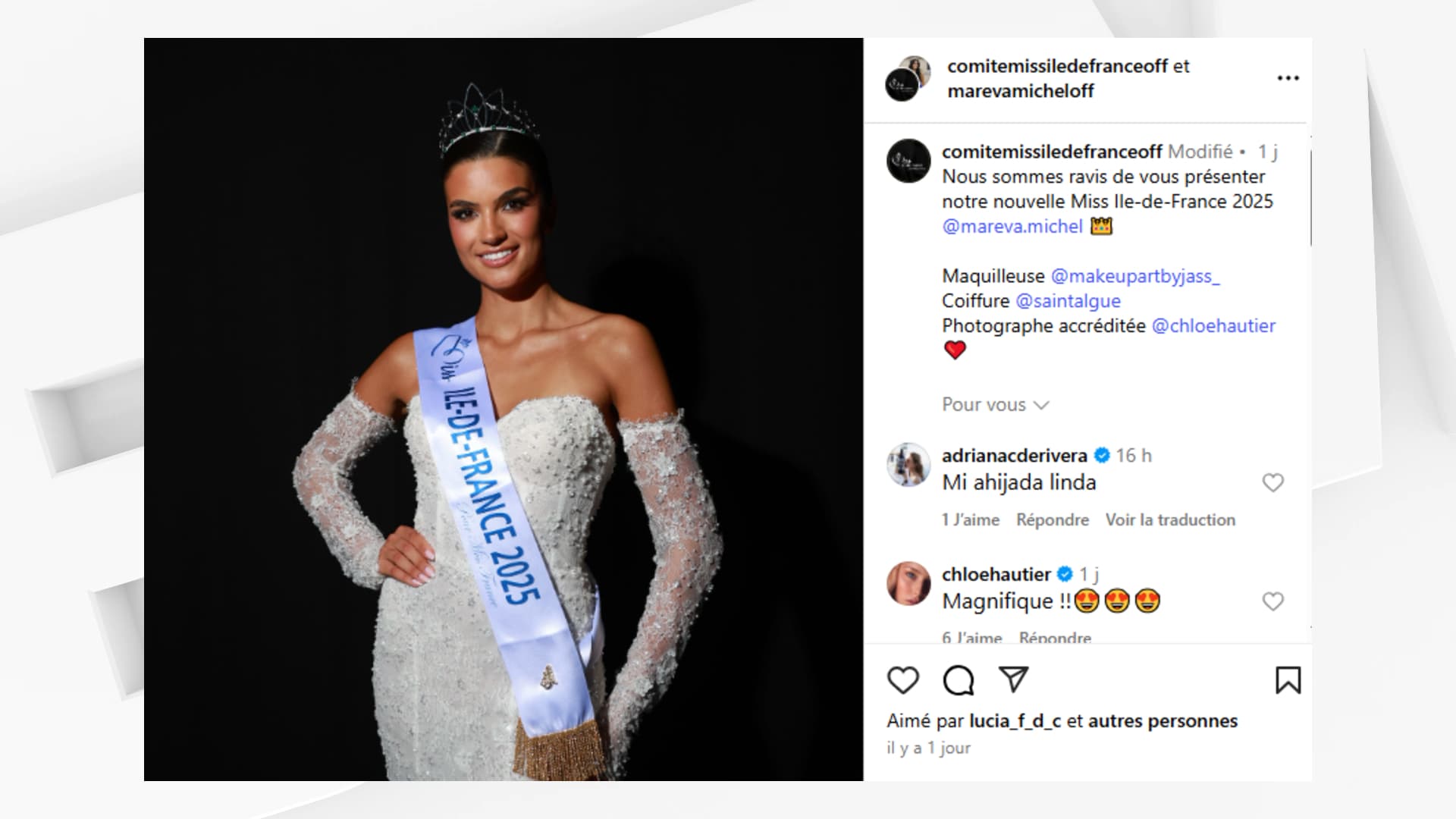 L'ÎLE-DE-FRANCE SERA REPRÉSENTÉE PAR MISS YVELINES AU CONCOURS MISS FRANCE 2026