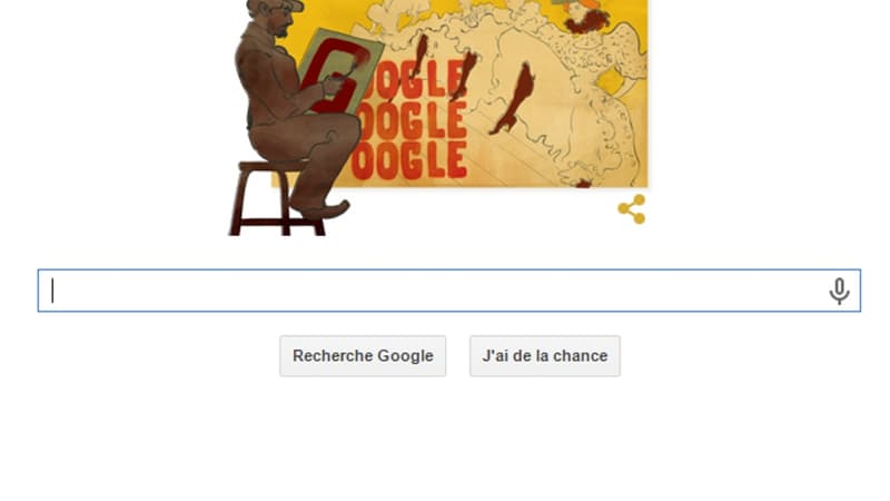 Le doodle du jour est consacré au peintre Toulouse-Lautrec dans de nombreux pays.
