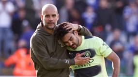Pep Guardiola et Ilkay Gündogan après Leicester-Manchester City (0-1), le 29 octobre 2022