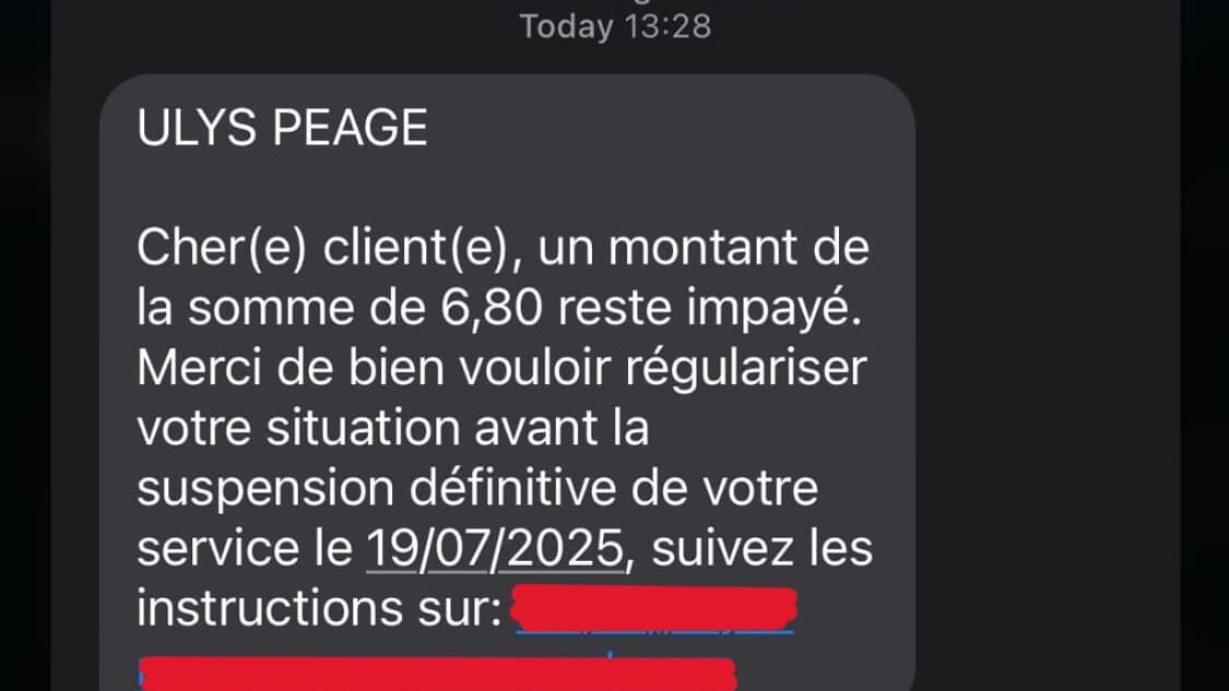 Un exemple d'hameçonnage par SMS Un exemple d'hameçonnage par SMS