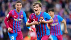 Gavi, buteur face à l'Atlético de Madrid, le 6 février 2022.