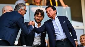 Waldemar Kita (à droite) et Franck Kita (au centre) lors du match Nantes-Angers (1-0), lors de la 38e journée de Ligue 1, le 3 juin 2023