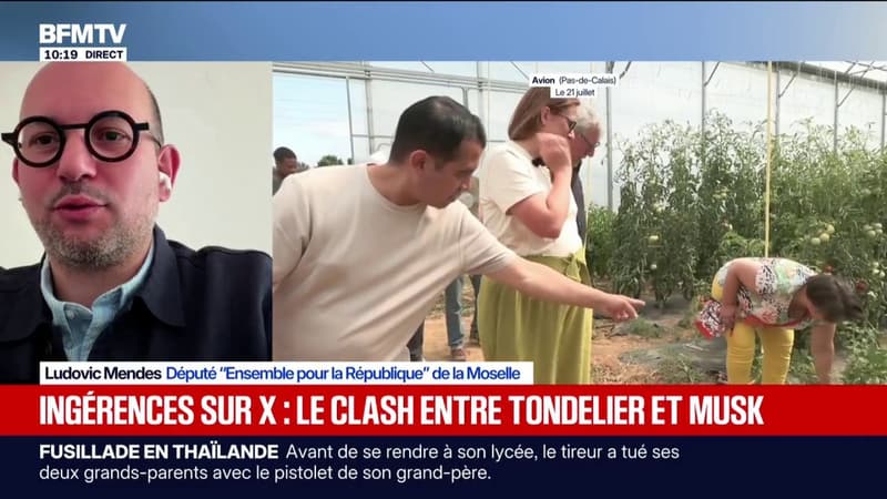 Clash entre Marine Tondelier et Elon Musk sur X: Ludovic Mendes, député Ensemble, appelle à "une meilleure modération et régulation" des réseaux sociaux