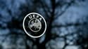 Photo du logo de l'UEFA prise à Nyon (Suisse) le 28 février 2020