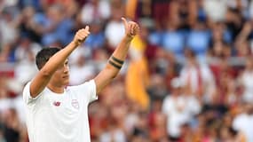 Paulo Dybala lors de sa présentation officielle aux supporters de l'AS Roma, le dimanche 7 août 2022 au Stadio Olimpico.