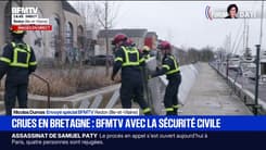 Crues en bretagne: "On va mettre un dispositif de barrages iner préventifs" déclare l'Adjudant Jean-Yves, chef de détachement