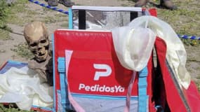 La momie retrouvée dans le sac à dos d'un livreur à domicile au Pérou, le 25 février 2023.