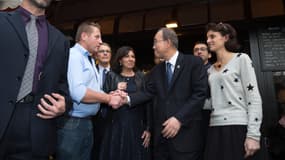 Anne Hidalgo et Ban Ki-Moon à "La bonne bière", le 6 décembre 2015