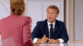 Emmanuel Macron lors de son interview télévisée du 14 juillet 2020.