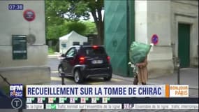 Recueillement sur la tombe de Jacques Chirac