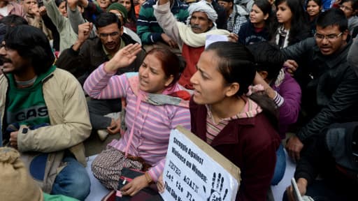 Manifestation à New Delhi contre les violences faites aux femmes le 30 décembre 2012