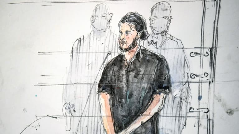 Croquis d'audience montrant Salah Abdeslam le 8 septembre 2021