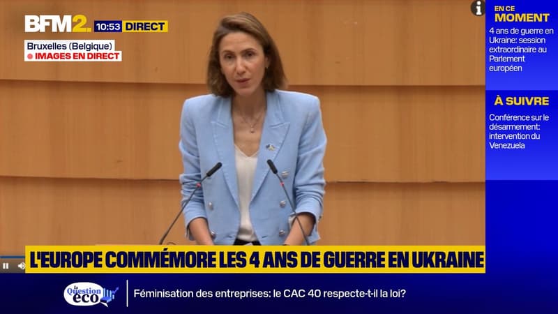 Ukraine: Valérie Hayer vise Jordan Bardella et "ceux qui font délibérément le jeu de Vladimir Poutine" au Parlement européen