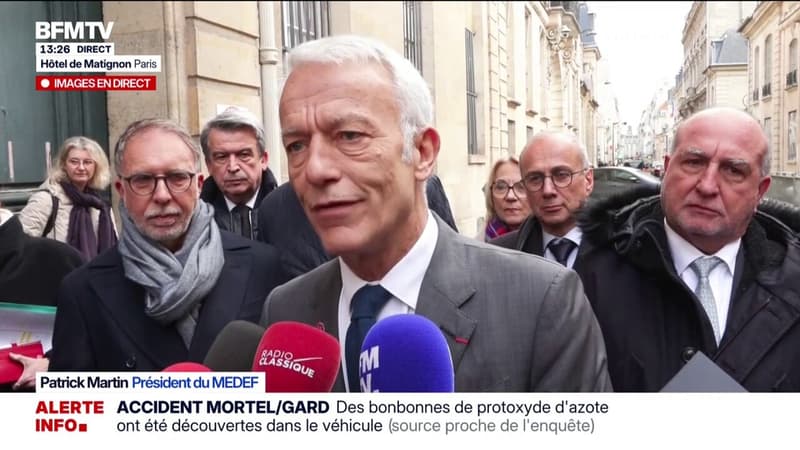 Discussions sur le budget: "Il y a eu un dialogue très dense et très construit", indique le président du Medef, reçu à Matignon