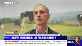 Inflation: "Si Michel-Édouard Leclerc est prêt à aller chercher du lait dans d'autres pays pour avoir du lait moins cher, la guerre serait ouverte" pour Thierry Roquefeuil (FNPL)