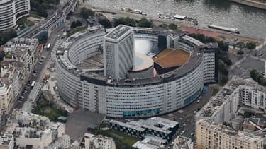 Vue aérienne de la Maison de la Radio, siège du groupe Radio France.