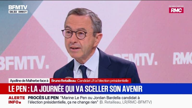 Marine Le Pen ou Jordan Bardella? Pour Bruno Retailleau, candidat LR à l'élection présidentielle, "ça ne change rien"