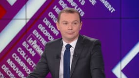 Le ministre du Travail, Olivier Dussopt, sur le plateau de BFM Politique le 26 février.