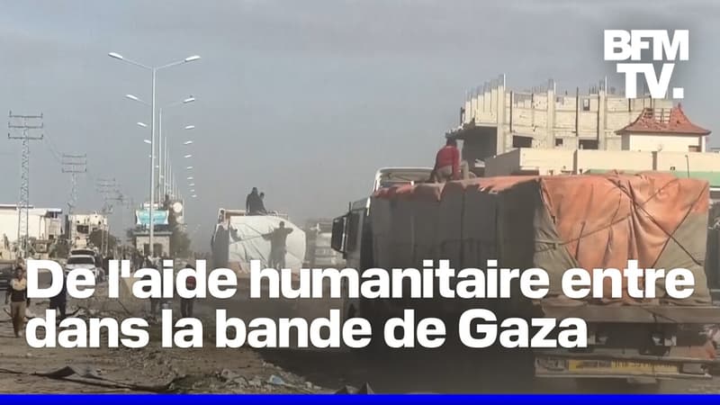 Les premiers camions d'aide humanitaire entrent dans la bande de Gaza