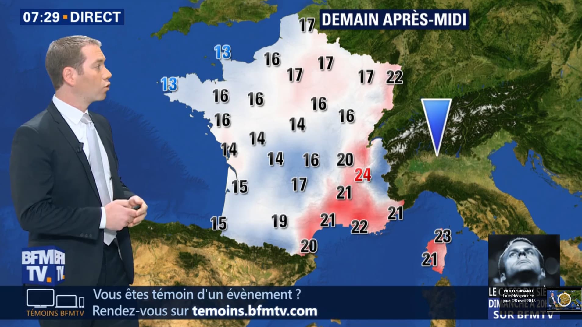 Températures du samedi 28 avril 2018. 