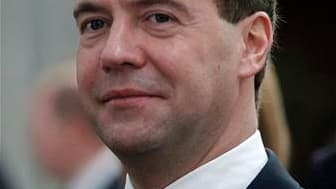 Le président russe Dmitri Medvedev. Quelques heures après s'être entendus sur le principe d'une défense antimissile, les pays de l'Otan devaient inviter samedi Moscou à y participer, marquant ainsi un rapprochement spectaculaire entre les anciens blocs an