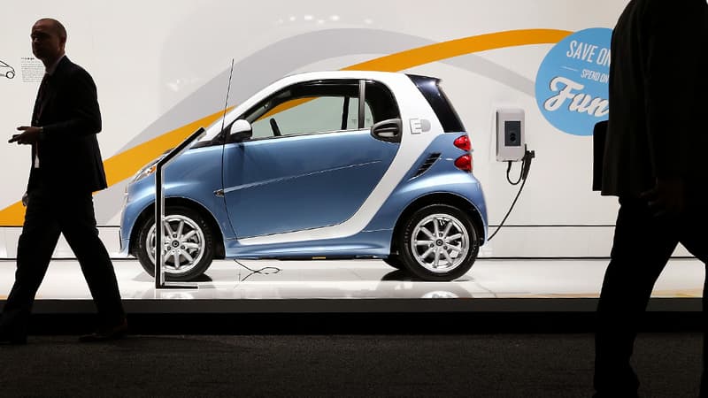 Un modèle électrique de chez Smart, exposé salon de l'automobile de Dallas, Etats-Unis.