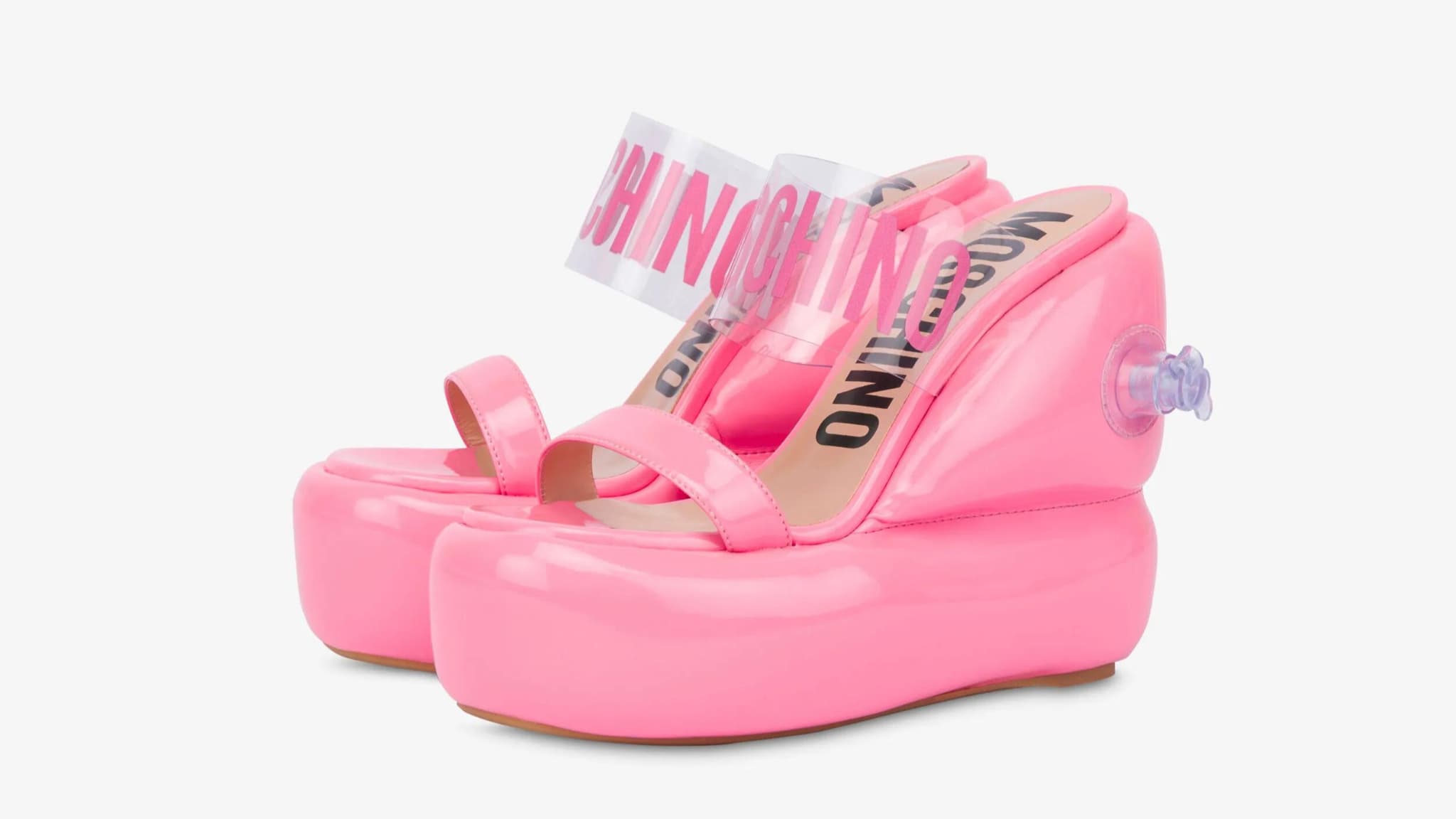 MOSCHINO SANDALES COMPENSÉES INFLATABLE EFFECT - SS23 COLLECTION Make a splash! 

