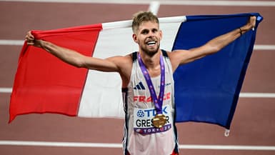 Jimmy Gressier après son sacre sur le 10.000m des Mondiaux d'athlétisme de Tokyo le 14 septembre 2025