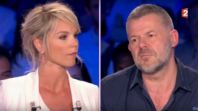 Vanessa Burgraff et Eric Naulleau sur le plateau de l'émission "On n'est pas couché", le 15 avril 2017