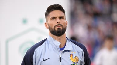 L'attaquant de l'équipe de France Olivier Giroud avant le match amical face au Canada le 9 juin 2025 à Bordeaux