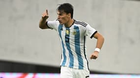 Federico Redondo célèbre un but le 8 février 2024 avec l'Argentine