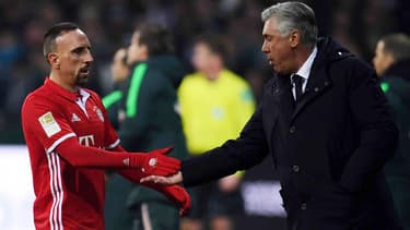 Carlo Ancelotti et Franck Ribéry en 2017