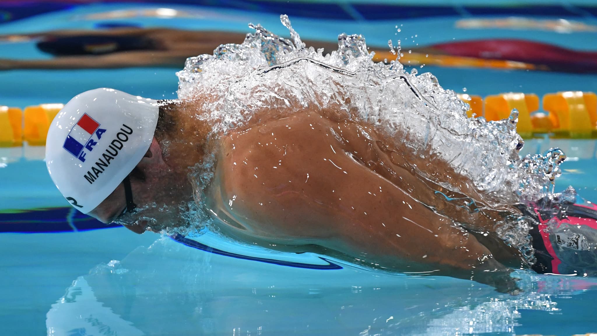 Florent Manaudou lors des championnats d'Europe en petit bassin en décembre 2019 Florent Manaudou lors des championnats d'Europe en petit bassin en décembre 2019