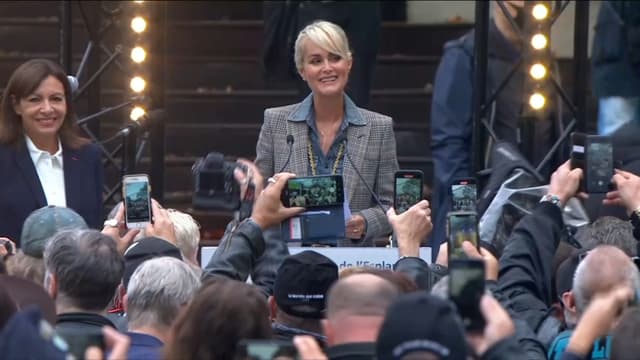 Laeticia Hallyday lors de l'inauguration de l'esplanade et la statue en hommage à Johnny