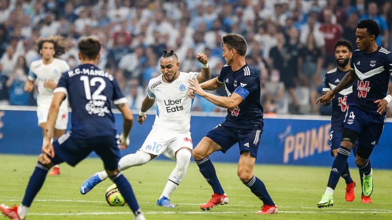 Payet couvert par Koscielny lors d'OM-Bordeaux