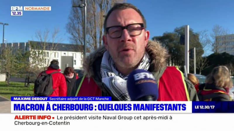 Macron à Cherbourg-en-Cotentin: quelques manifestants ont accueilli le président de la République