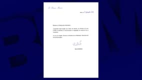 La lettre de démission de Michel Barnier, remis à Emmanuel Macron le 5 décembre 2024.