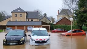 Une rue inondée à Pacé en Ille-et-Vilaine le 25 janvier 2025