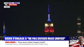 Joe Biden, président élu: l'Empire State Building s'illumine aux couleurs du drapeau américain